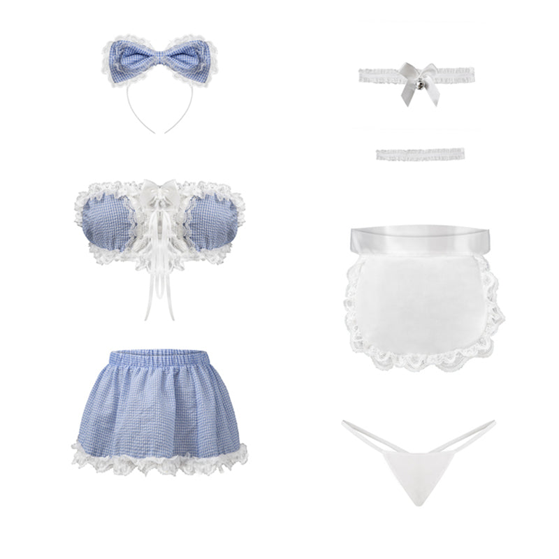"BLUE WHITE LACE MAID" SUIT N102301