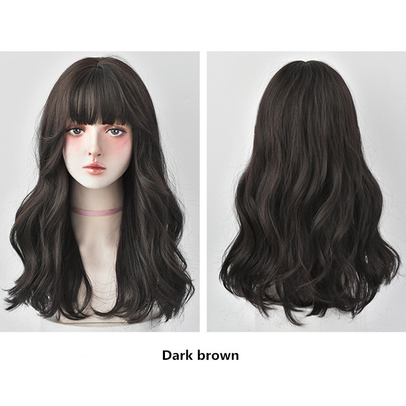 "AIR BANGS BROWN FLUFFY LONG CURLY" WIG H041910