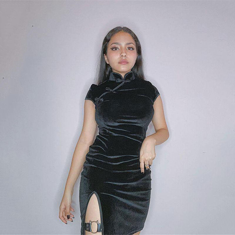 "DARK RETRO CHEONGSAM" DRESS Y030301
