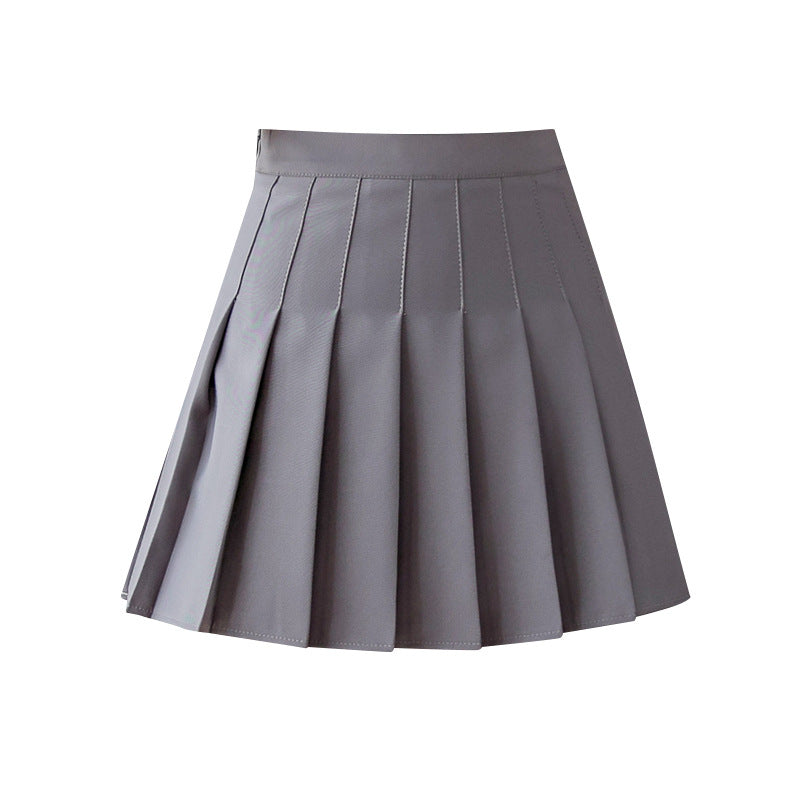 "SOLID COLOR HIGH WAIST PLEATED" SKIRT D052910