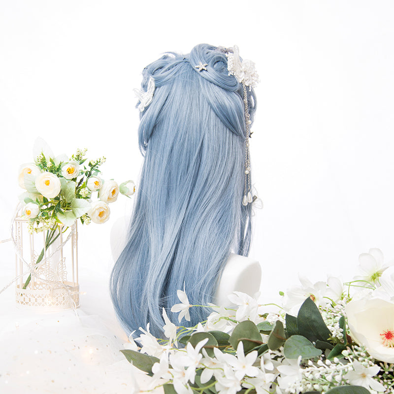 "LIGHT BLUE BANGS LONG STRAIGHT" WIG D051610