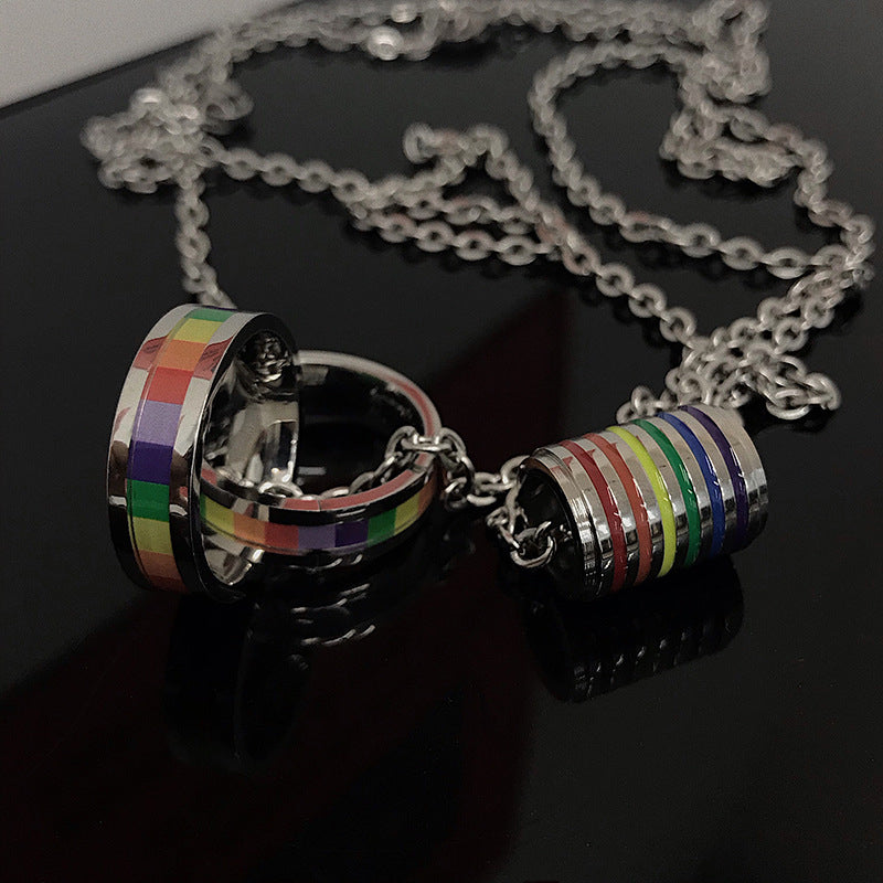 "RAINBOW COLOR PENDANT" NECKLACE D052501