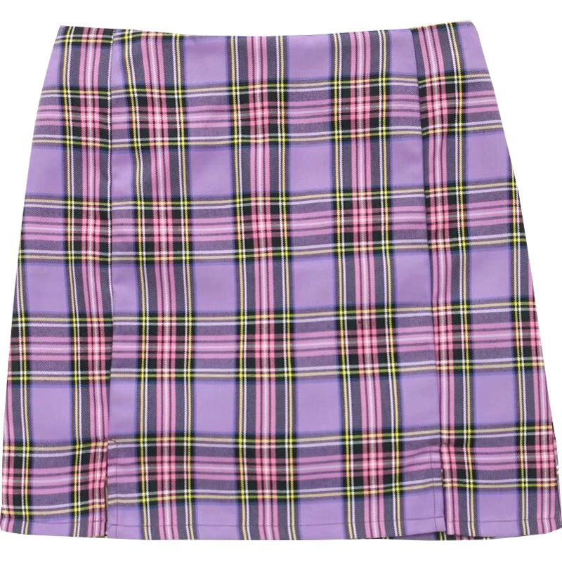 "PURPLE PLAID HIGH WAIST" SKIRT D052703