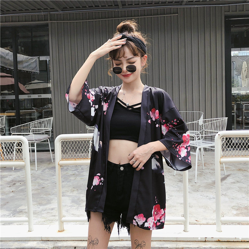 "JAPANESE PRINTED LOOSE" SUNSCREEN KIMONO D051403