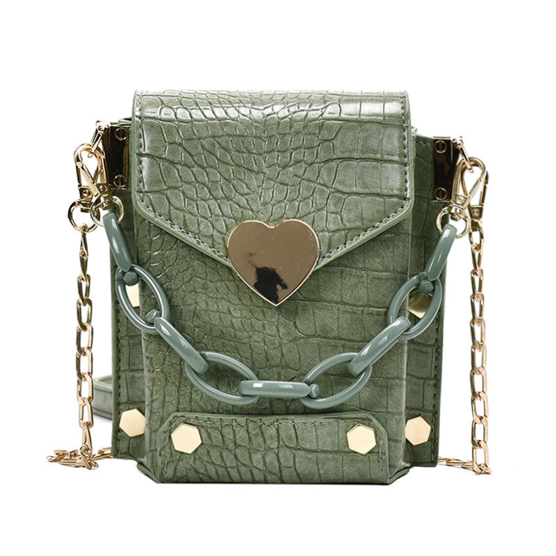 "CROCODILE EMBOSSED CHAIN" SHOULDER BAG D061705