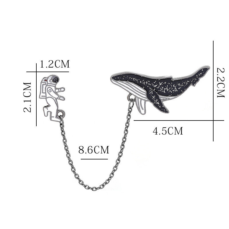 "ASTRONAUT SPACE WHALE" BROOCH D073005