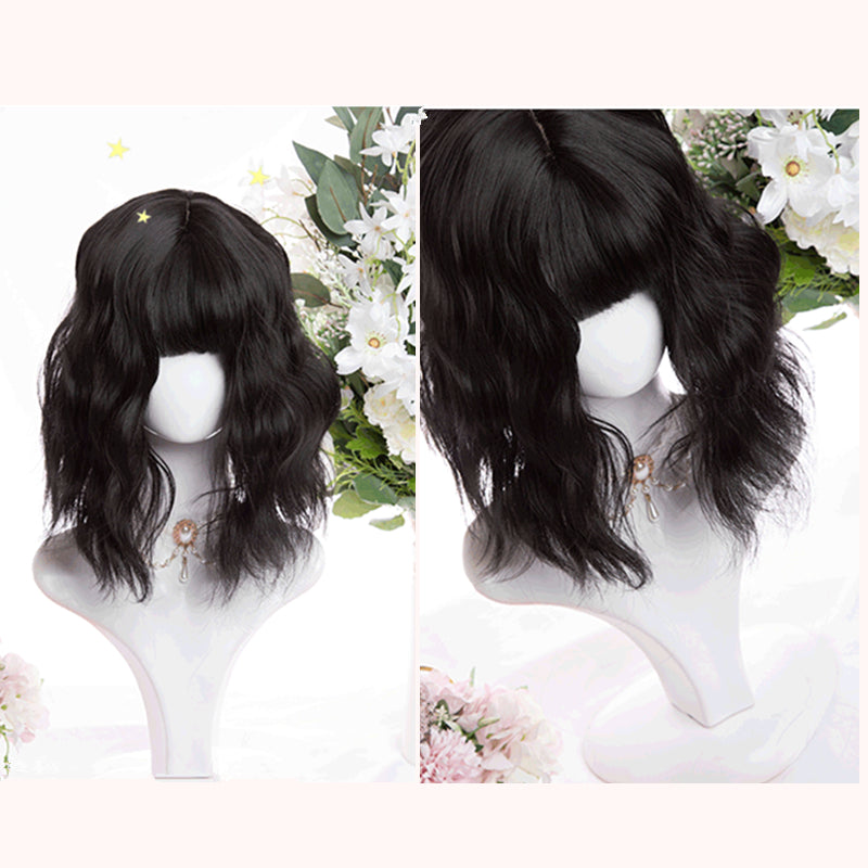 "BLACK CUTE SHORT CURLY" WIG D071712