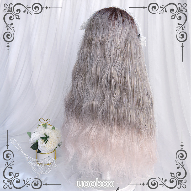 "BROWN GRADIENT GRAY PINKLONG CURLY" WIG D042006