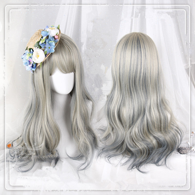 "BEIGE GRAY MIXED DYED LOLITA LONG CURLY" WIG D071419