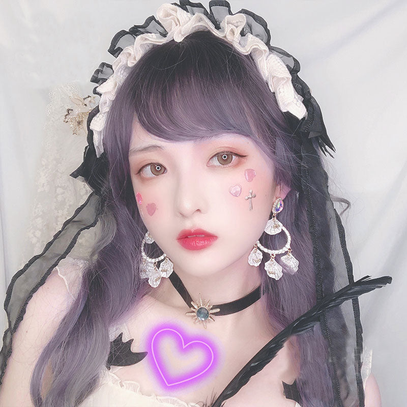 "PURPLE GRAY GRADIENT LONG CURLY" WIG D071514