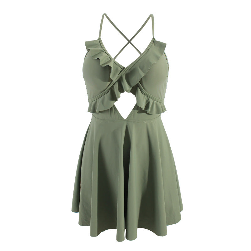 "RUFFLED CUTOUT SEXY" SWIMSUIT D070832