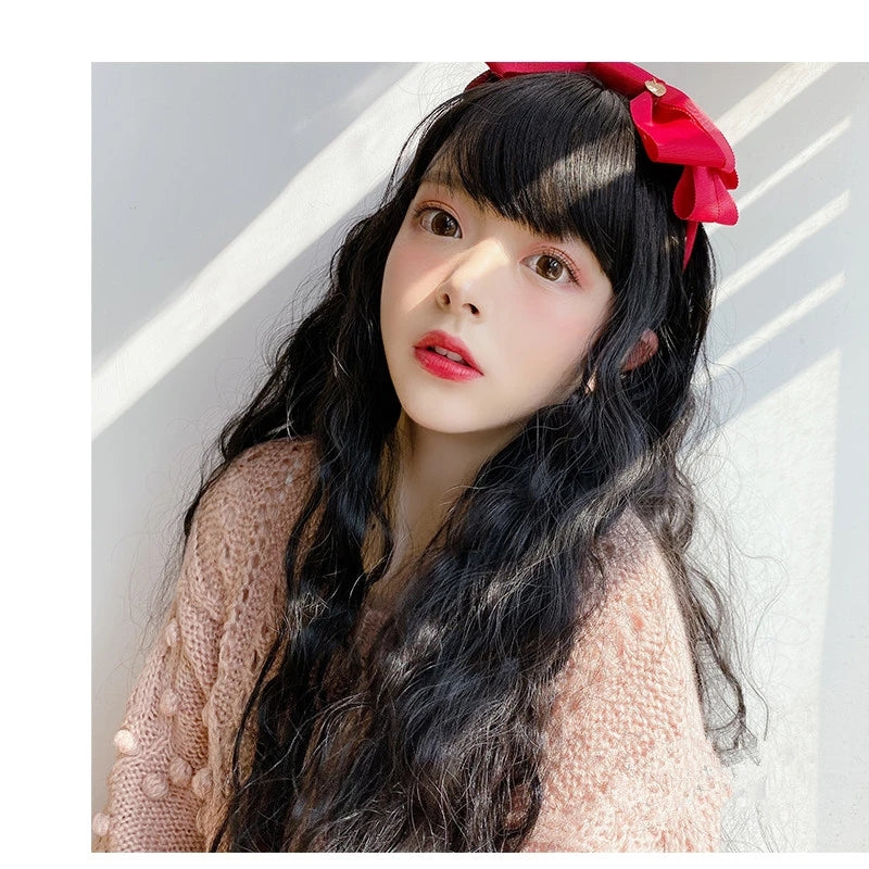 "BLACK LONG CURLY" WIG D041712
