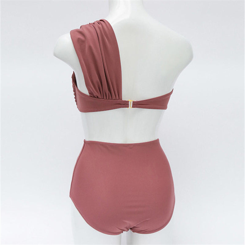 "BIKINI SEXY DIAGONAL SHOULDER HIGH WAIST SPLIT" SWIMSUIT D070834