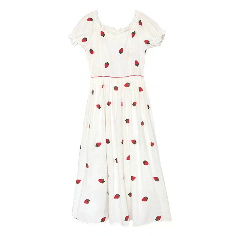 "STRAWBERRY EMBROIDERY V-NECK" DRESS D070309