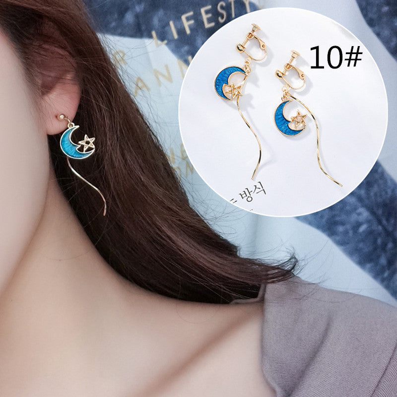"BLUE STAR MOON PLANET" EARRINGS D042207