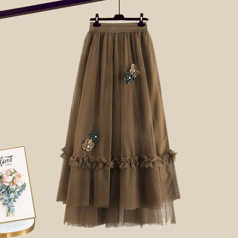 Knitted sweater + suspender dress 2-piece set UB98571