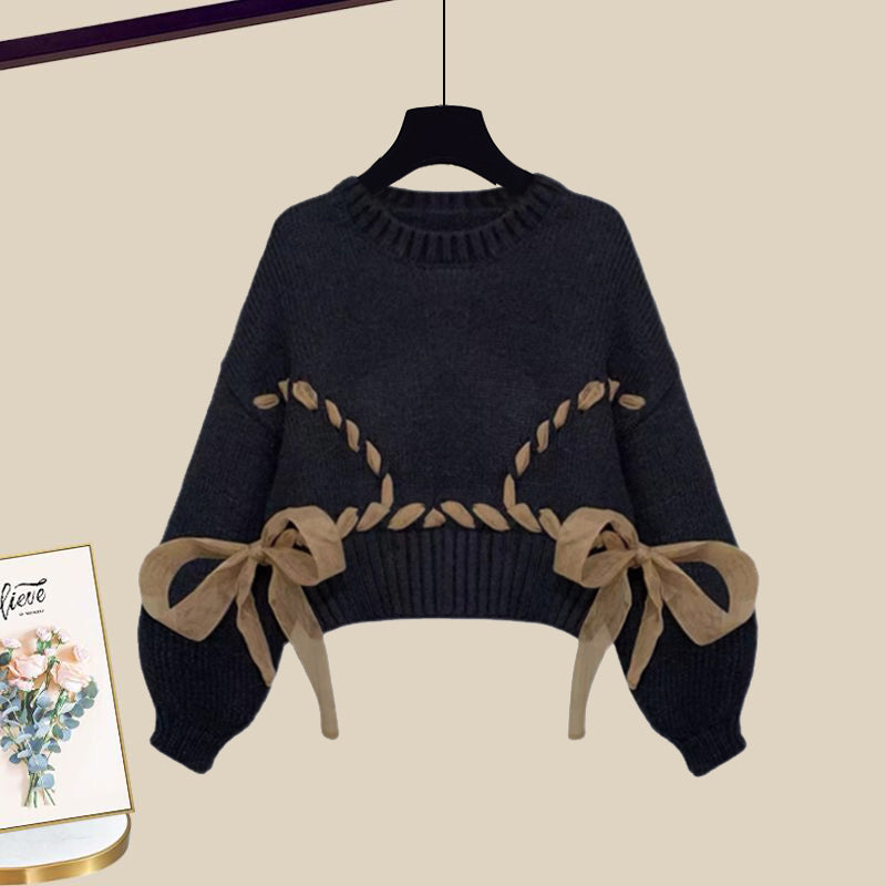 Knitted sweater + suspender dress 2-piece set UB98571