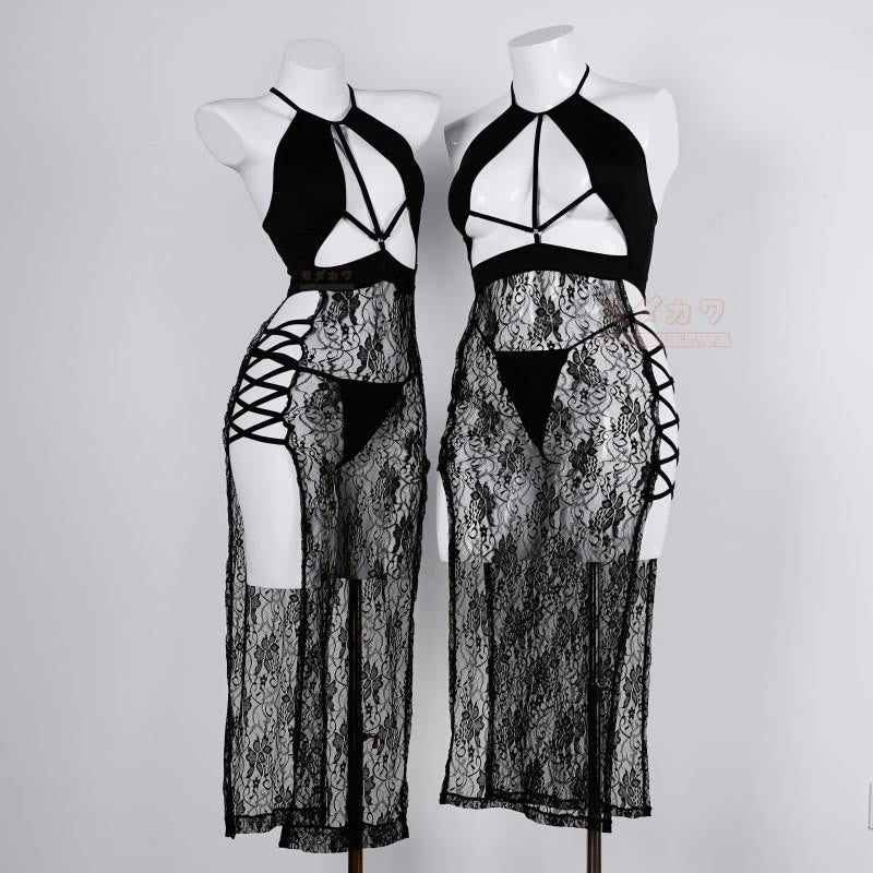 Cheongsam Hollow Out Slit Lingerie Dress UB10036