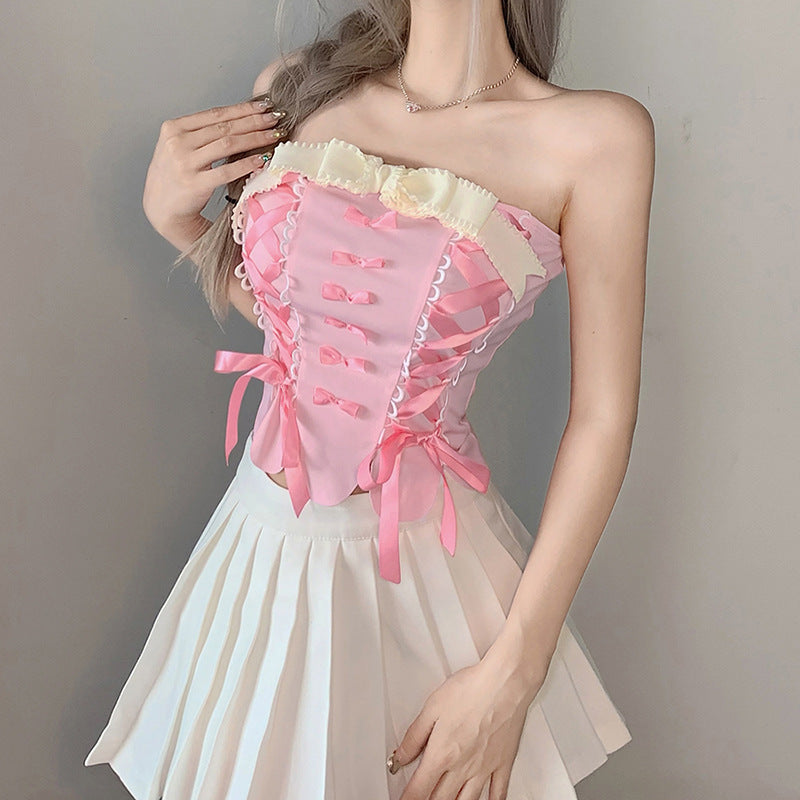 pink bow corset UB10054