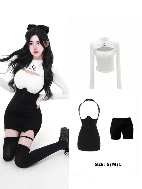 Sweet Cool T-shirt + Suspender Skirt Set UB98547