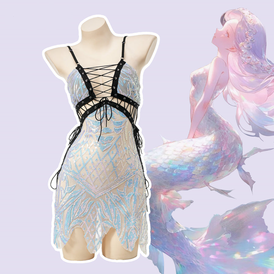 cosplay mermaid suspender dress  UB98701