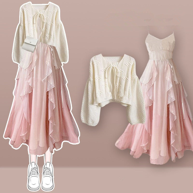 Cardigan + Dress Two-piece Set UB99249