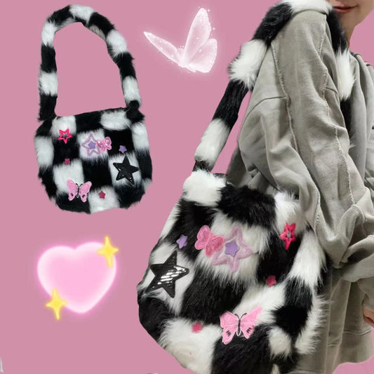 Star Checkerboard Plush Bag UB98154