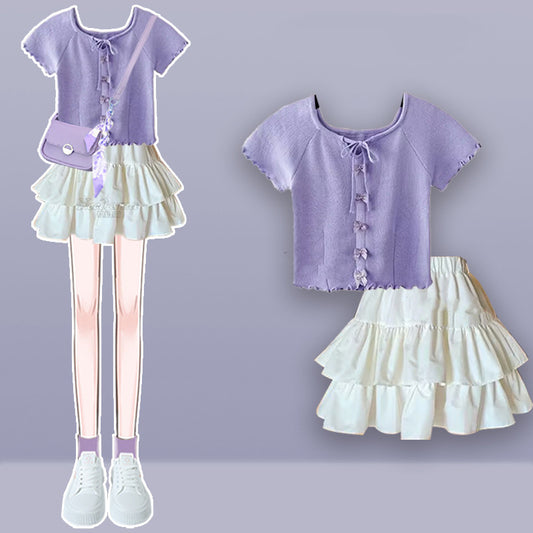 Cute top + short skirt two-piece set UB98304