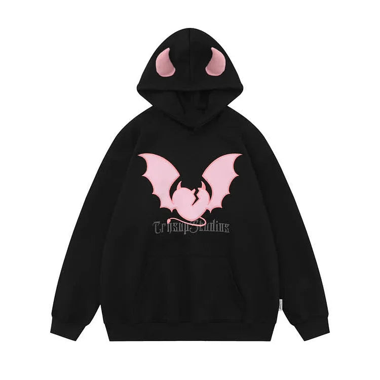Little Devil Letter Embroidery Hoodie UB98557