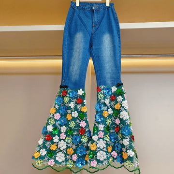 blue floral jeans  UB98415