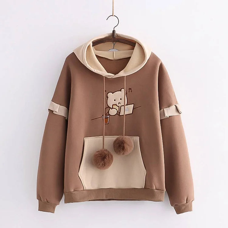 Embroidery Bear Hoodie UB98559