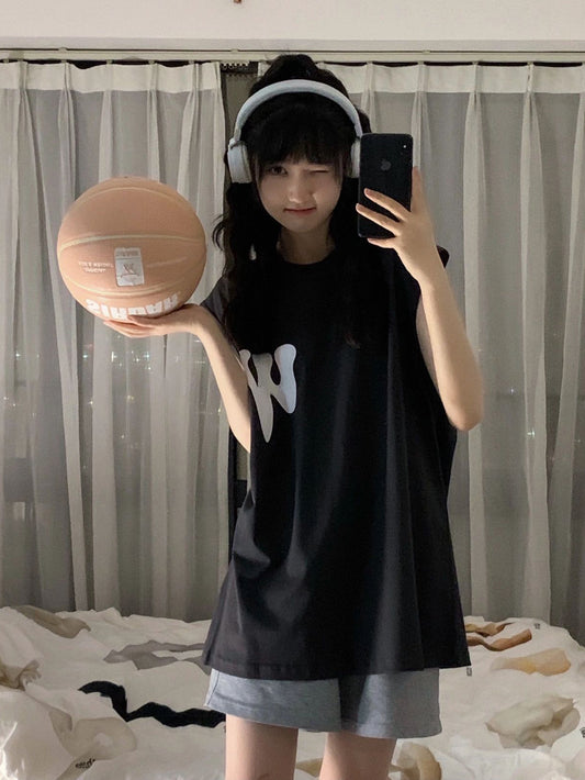 Black Alphabet Sports Tank Top UB98459