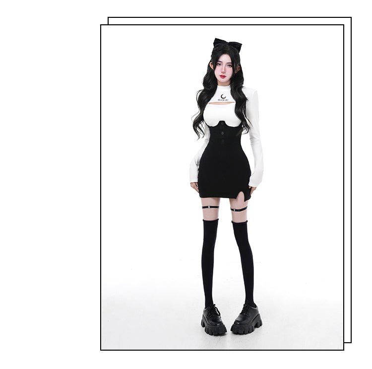 Sweet Cool T-shirt + Suspender Skirt Set UB98547