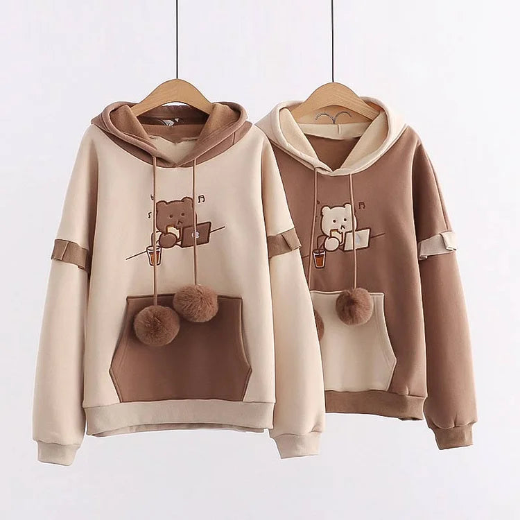 Embroidery Bear Hoodie UB98559