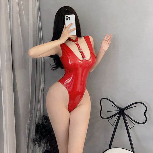 Red Patent Leather Jumpsuit UB99066