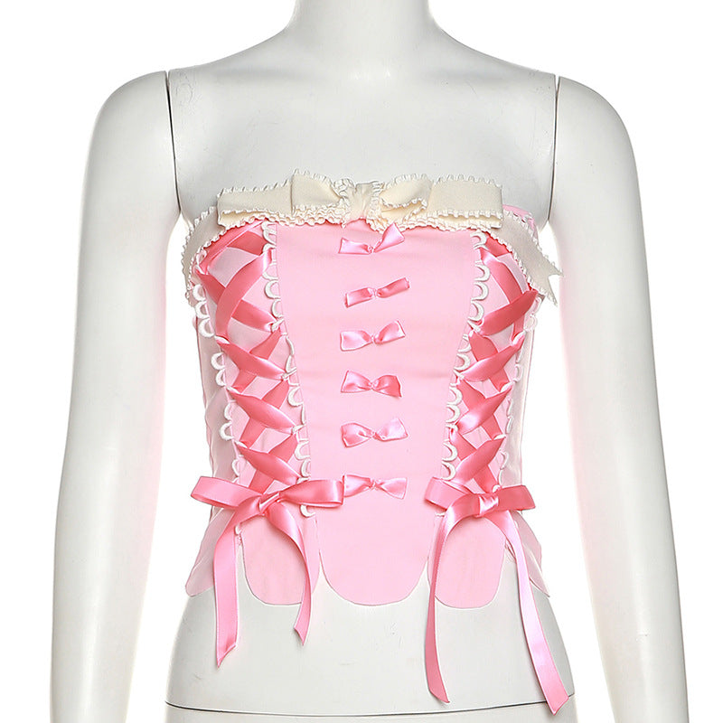 pink bow corset UB10054