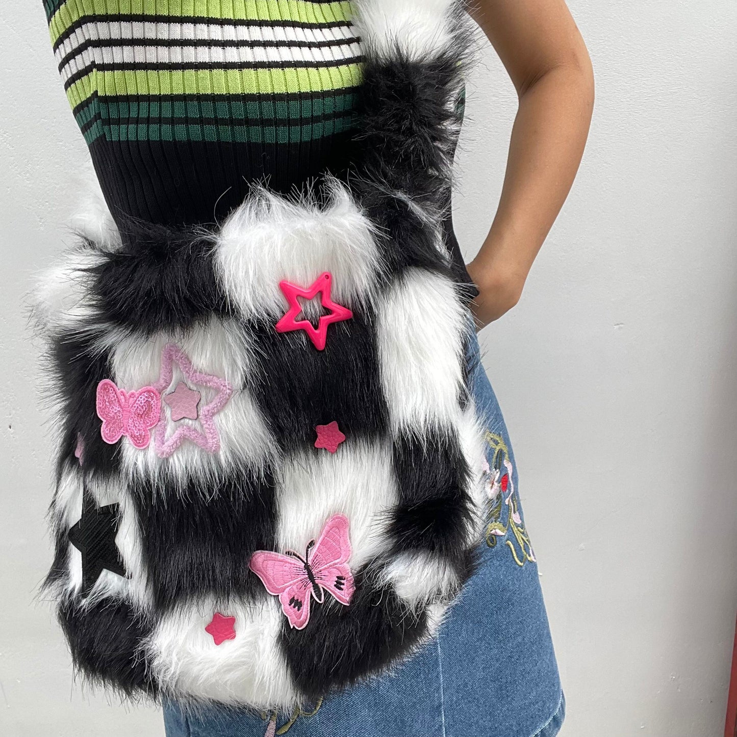 Star Checkerboard Plush Bag UB98154