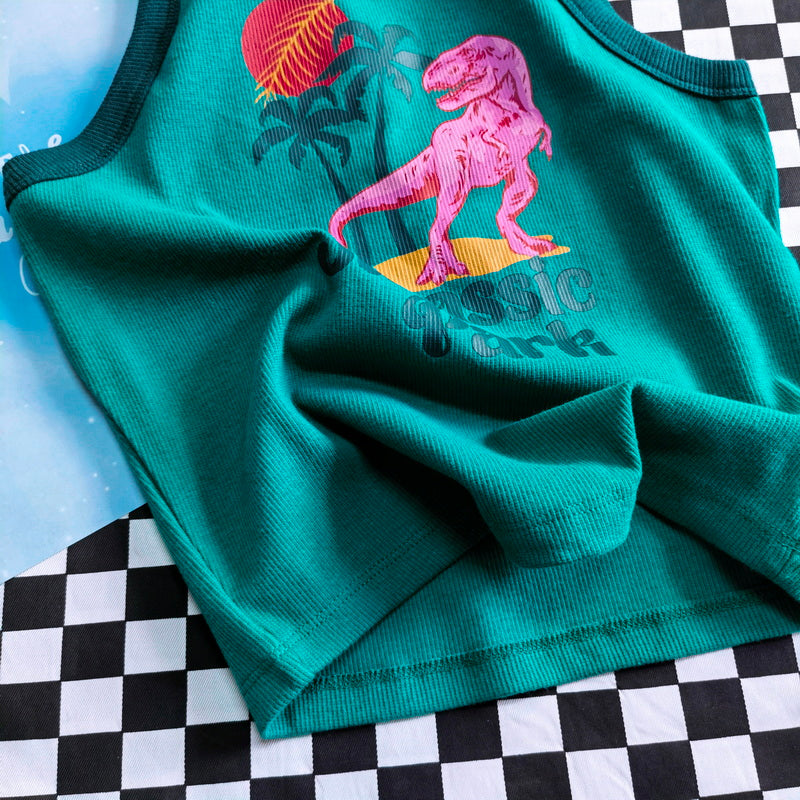 Vintage Cute Dinosaur Print Vest UB98454