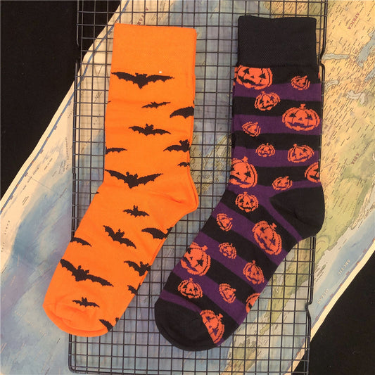 Cute Bat Jack-O-Lantern Socks UB58590