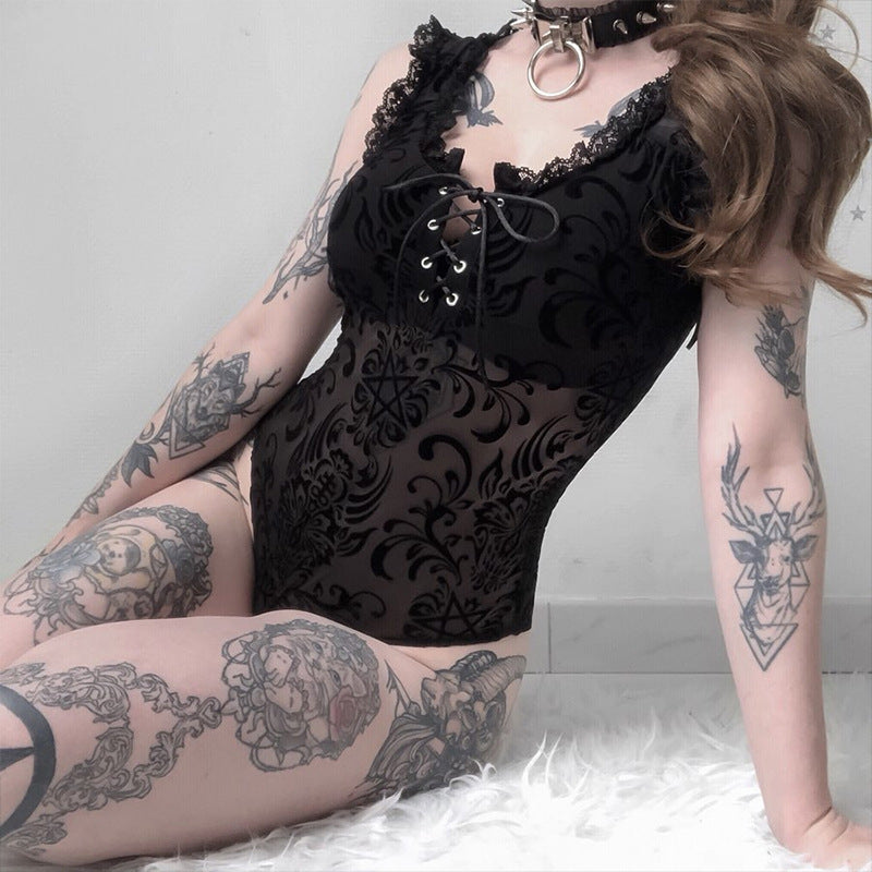 Black Lace Vest UB98413
