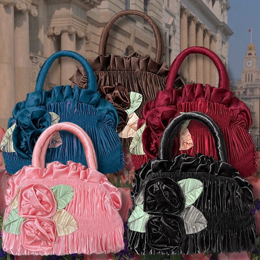 Vintage Pleated Flower Tote UB98372