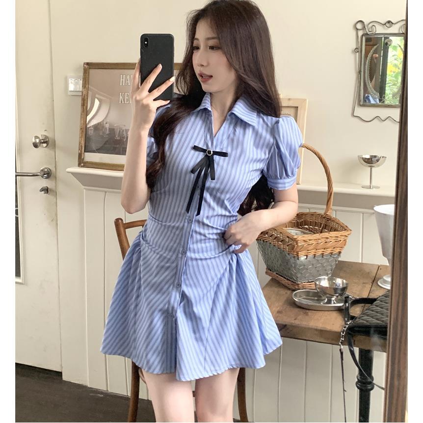 Blue Striped Shirt Dress  UB98469