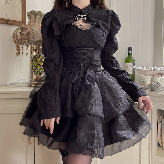 black suspender dress  UB98467