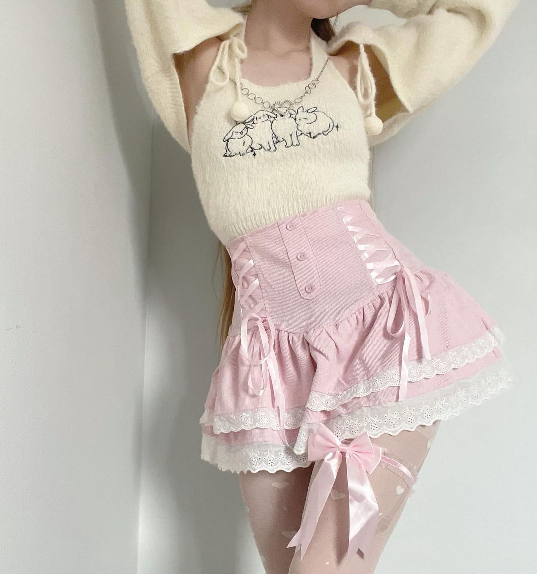 Pink High Waist Skirt UB96059