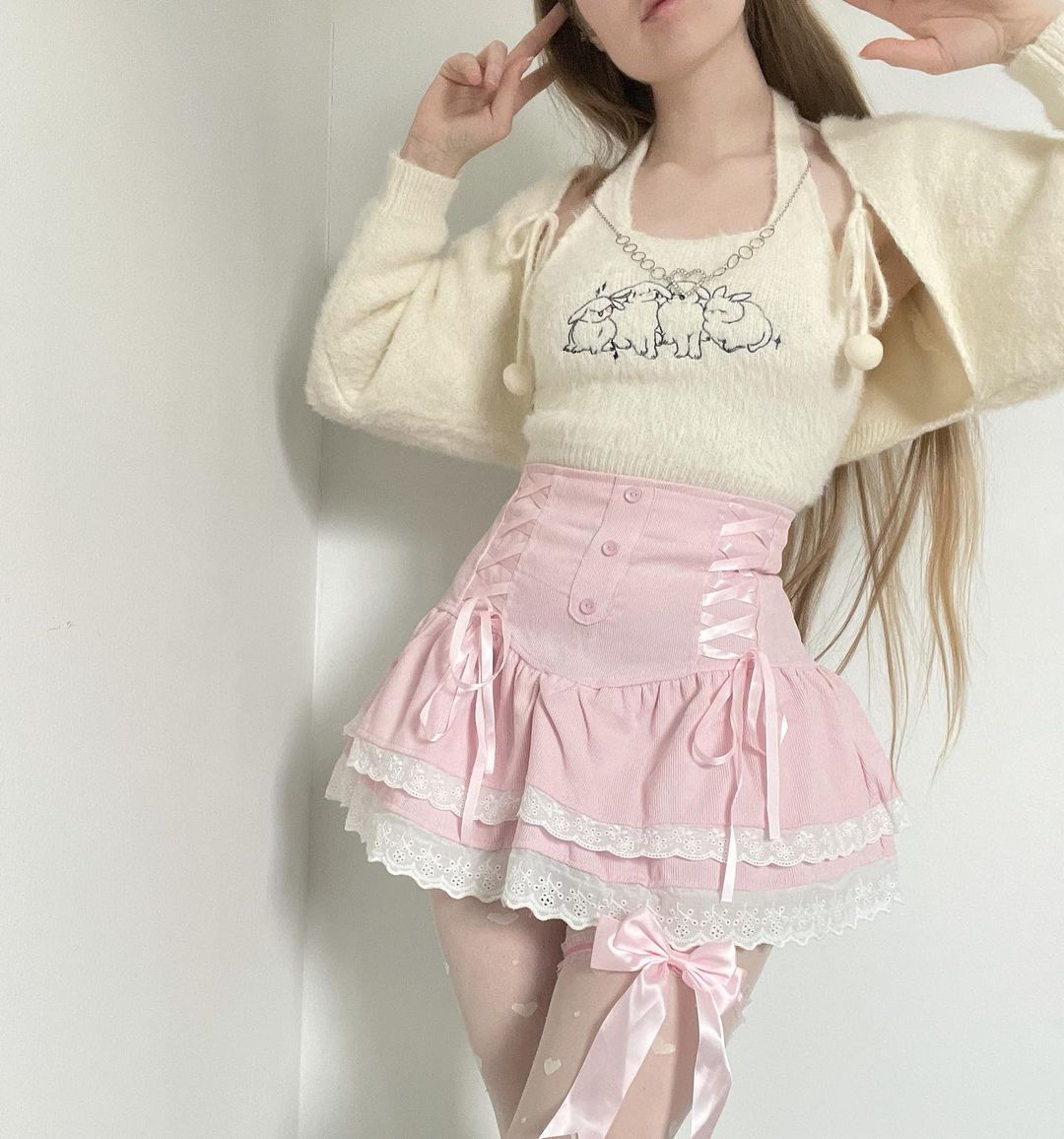 Pink High Waist Skirt UB96059