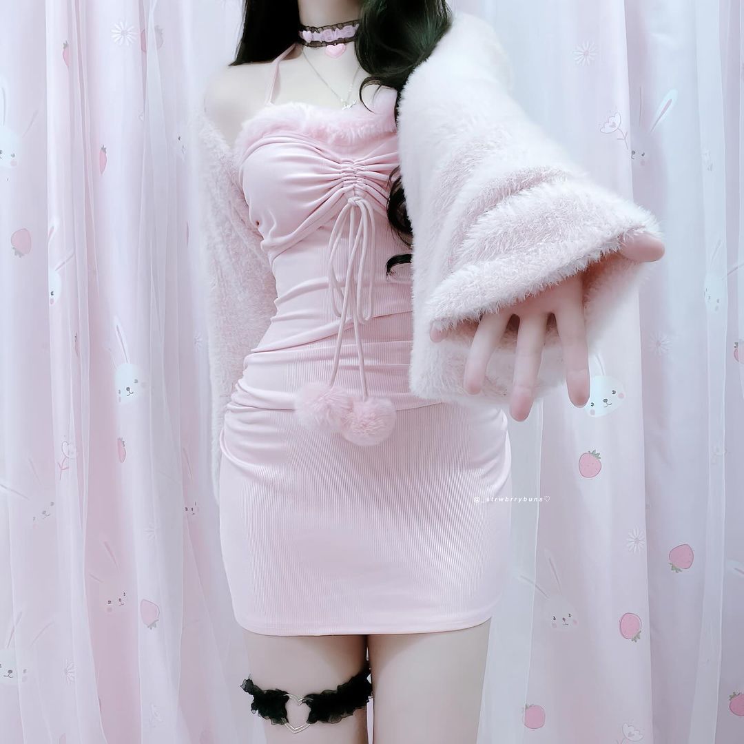 Cute Fur Dress + Cardigan UB98734