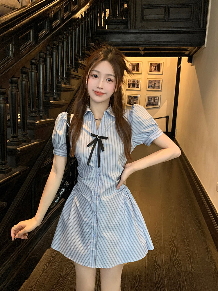 Blue Striped Shirt Dress  UB98469