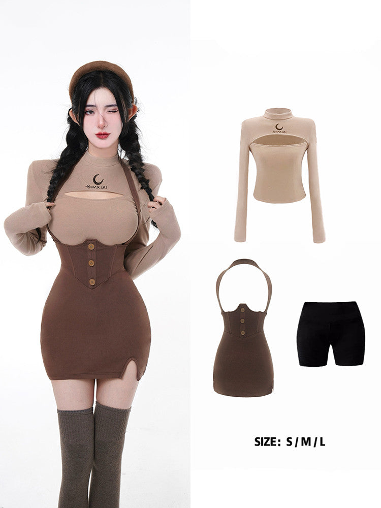 Sweet Cool T-shirt + Suspender Skirt Set UB98547