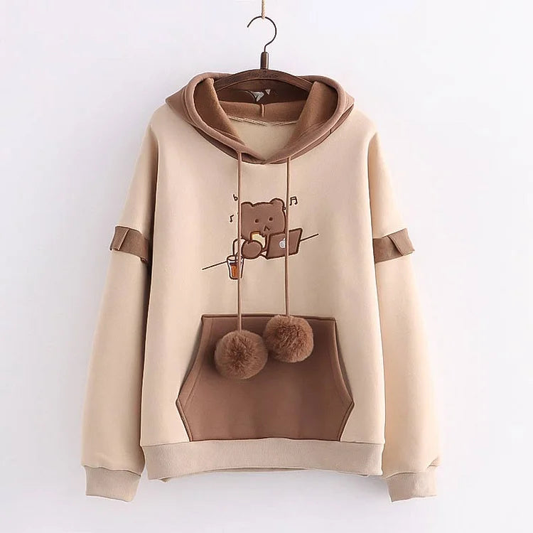 Embroidery Bear Hoodie UB98559