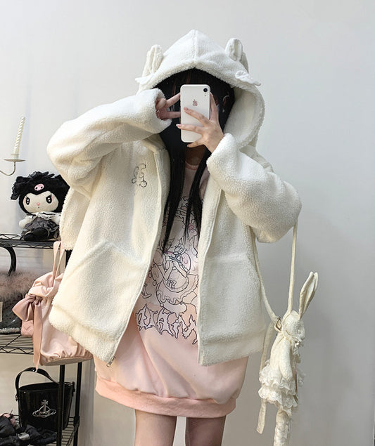 Plush Bunny Ear Embroidered Jacket UB99021